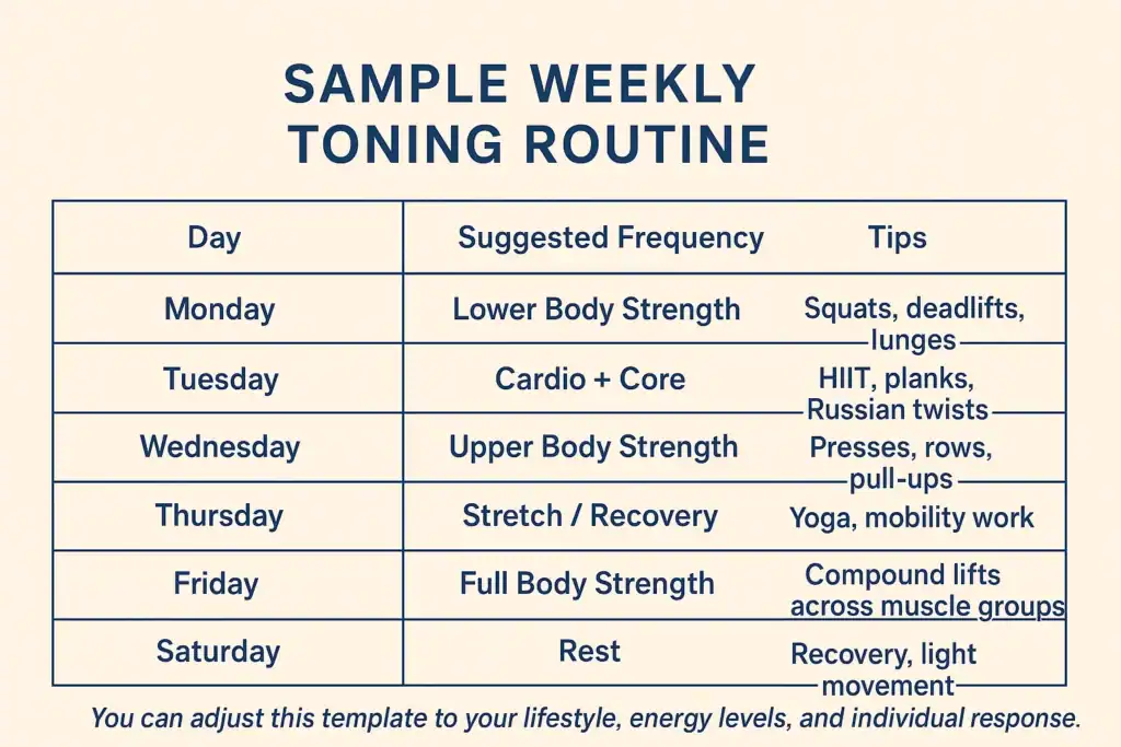 Achieving the Perfect Tone: How Often Should You Exercise for Results? 4 Weekly exercise Ashford plan graphic