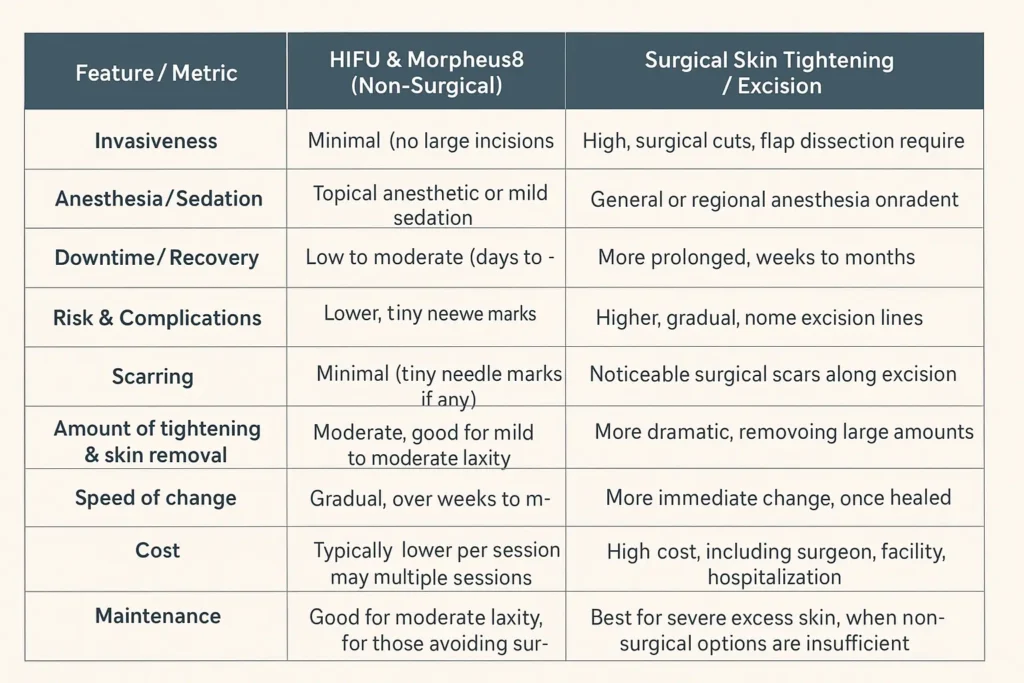 The Science of Skin Tightening 2 Table of skin tightening Ashford benefits compared to surgical options